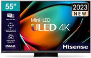 Hisense 55 inch U8K Series Mini-LED UHD Smart TV - Resolution 3840 x 2160, Native contrast ratio 400:1, Smooth Motion Rate 140, Viewing Angle (Horiz / Vert) [Degrees] 178/178, Built-in Wi-Fi 802.11b/g/n, Ethernet Lan port (RJ45 connector), 4x HDMI inputs, 1x USB 2.0 ports, 1x USB 3.0 ports, Retail Box , 4 year Limited Warranty