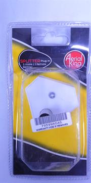 Aerial King Splitter Plug In 2-Way F-M-M Blister, Retail Box, No Warranty