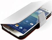 Promate Zimba-S4 Premium Book-Style Flip Leather Case with Card Insert for Samsung Galaxy S4-White Retail Box 1 Year Warranty