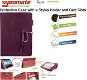 Promate Agenda Premium Protective Leather Case with Stylus Holder and Card Slot for iPad Air-Purple, Retail Box, 1 Year Warranty