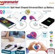 Promate Couple 5200mAh Split Heart Universal Back up Battery, Retail Box , 1 Year Warranty