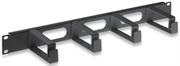 Intellinet 19" Cable Management Panel (711074)- 1U, 4 long plastic rings, Black, Retail Box, 2 year Limited Warranty