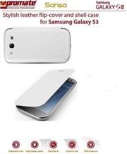 Promate Sansa Samsung Galaxy S3 Stylish leather flip-cover and shell case Detachable cover to replace original Samsung S3 cover Colour:White and White The Sansa is an attractive leather flip cover with a hard shell rear casing for the Samsung Galaxy S3. Fitting snugly to your mobile phone, the Sansa protects from any knocks, scuffs, scrapes and scratches. Ultra-slim, ultra-lightweight and extremely portable, the Sansa is the perfect accessory for the Galaxy S3 user who wants to bring their phone to the next level., Retail Box , 1 Year Warranty