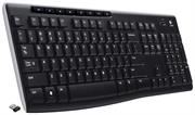 Logitech K270 Wireless Keyboard -Full-size layout with unifying receiver, Spill-resistant , Advanced 2.4 GHz wireless , up to 10metres , Eight hot keys , up to 24 month battery life