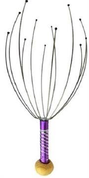 Casey 12 Fingers Head And Scalp Hand Held Manual Massager Purple - Compact Octopus Head Massager, Relieves Scalp Stress , Promotes Hair Growth , Improves Head Blood Circulation, Ergonomic Claw Design, OEM Packaging No Warranty