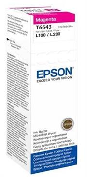 Epson T6643 Magenta Ink Bottle 70ml For L110 L300 L210 L355 L550, Retail Box , No Warranty