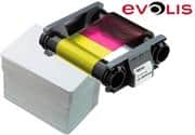Evolis Consumable pack for 100 color prints - 1 YMCKO ribbon 100 prints 100 cards (0,76mm) for Badgy100 and Badgy200 , Retail Box , 1 year Limited Warranty