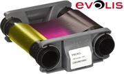 Evolis YMCKO Card Printer Colour Ribbon for 100 colour prints - 1 YMCKO ribbon 100 prints for Badgy100 and Badgy200 , Retail Box , 1 year Limited Warranty