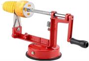 Casey Manual Spiral Potato Slicer Red - Designed To Spiral Potatoes Or Other Veggies And Fruits, Sharp Adjustable Stainless Steel Blade, Light Weight Design, Vacuum Suction Base with a Suction lever, Includes 2 Wooden Skewers Retail Box Out of Box Failure Warranty