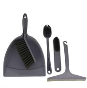 Casey 5 Pack Dust Pan Broom Set Light Grey - includes 1 x Hand Broom, 2 x Small Hand Brushes, 1 x Glass Squeegee, 1 x Pan Retail Box Out of Box failiure warranty