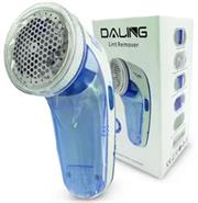 Daling Portable Cordless Lint Remover- Remove Fluff From Clothes, Fabrics And Blankets, Simple Push Button Operation , Rotary Sharp Blades, Transparent Container, Requires 2x AA Batteries, Colour Blue, Retail Box 3 Months warranty