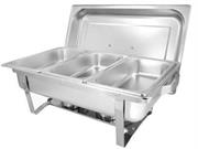 Casey Good Mama Rectangular Triple Pan Chafing Dish 10 Litre Stainless Steel – Full Size Design, Durable Stainless Steel Construction, Foldable Design For Easy Storage, Includes Steam Pan And Base, Triple Food Serving Pans, Removable Lid With Handle, Two Fuel Holders Retail Box Out Of Box Failure Warranty
