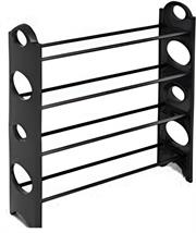 Casey 4 Tier 12 Pair Shoe Rack Black- Free-Standing Structure, Adjustable Stacking For Versatile Use, Four-Layer Rack, Simple Assembly Process, Easy To Wipe Down And Clean, Retail Box No Warranty