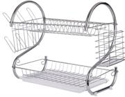 Casey 2 Layer 52cm Stainless Steel Extra Large Dish Rack - Made Of High Quality Durable Stainless Steel, Easy To Assemble, Curved Handles Make It Easy To Lift, Higher Stability Due To Non-Slip Base, Side-Mounted Cutlery Holder, Bottom Plastic Tray For Easy Cleaning Retail Box Out Of Box Failure Warranty