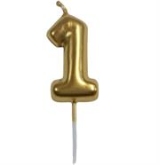 Casey 10cm Gold Numerical Birthday Candle Nr.1 Retail Packaging No Warranty