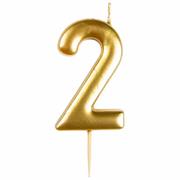 Casey 10cm Gold Numerical Birthday Candle Nr.2 Retail Packaging No Warranty
