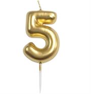 Casey 10cm Gold Numerical Birthday Candle Nr.5 Retail Packaging No Warranty