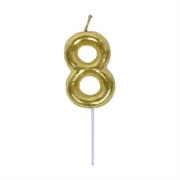 Casey 10cm Gold Numerical Birthday Candle Nr.8 Retail Packaging No Warranty