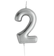 Casey 10cm Silver Numerical Birthday Candle Nr.2 Retail Packaging No Warranty
