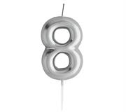 Casey 10cm Silver Numerical Birthday Candle Nr.8 Retail Packaging No Warranty