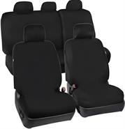 Autoworx 9 Piece Full Set Universal Car Seat Covers - 100% Soft Polyester Fabric Material, Durable And Practical, Enhances Car Interior ,Fits Most Cars and Suv’s, Easy fitting, Colour Black Retail Box Out of Box failure Warranty