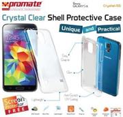 Promate Crystal-S5 ,Crystal Clear Shell Protective Case For Samsung Galaxy S5 Colour: Clear White , Retail Box , 1 Year Warranty