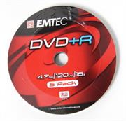Emtec DVD+R 16X Speed 5pk Non-Printable, , No Warranty
