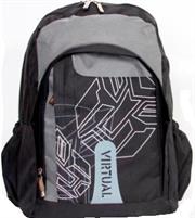 Macaroni Scolaro Universal Student Backpack-Lightweight ,Padded Back and shoulder straps ,Triple Main Plus One Side zippered compartments ,Top Grip Handle,Waterproof Material-Two Tone Black and Grey, Retail Box, 1 year Limited Warranty