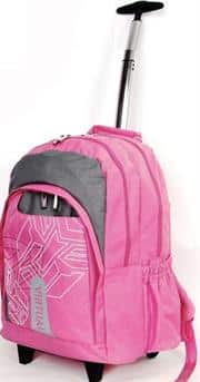 Macaroni Cartella Universal Student Backpack with Trolley Lightweight ,Padded Back and shoulder straps ,Triple Main Plus One Side zippered compartments ,Top Grip Handle,Waterproof-Two Tone Pink and Grey, Retail Box, 1 year Limited Warranty