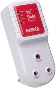 Ellies TV Safe Over Voltage Protection Adapter- Automated Voltage Protection, Protects Against Spikes In Mains Power, Suitable For All TV/ Audio Equipment up to 600w, Voltage: 230v Frequency 50hz, Over Voltage Trip Point: 265Vac, OEM Box, No Warranty