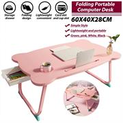 UniQue Multifunctional Foldable Laptop Desk-Wood Finish Table Top - Compact Space Saving Design, Durable And Stable, Strong Steel Base Frame, Powder Coated Finished Legs, Four Skid-Proof Rubber Foot Pad, Ideal For Laptops, Tablets PC’s And Reading, Colour Pink Finish, Retail Box , No Warranty