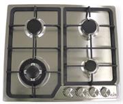Alva 60cm Stainless Steel 4 Burner Gas Hob - 4 Cooking Zones, 2 X Semi-Rapid Burner 1.75kw Max, 1 X Auxiliary Burner 1.0kw Max, 1 X Wok Burner 3.3kw Max, 3 X Sturdy Cast Iron Pan Supports With Rubber Feet To Prevent Scratching The Stainless Steel, Surface, Chrome Plated Control Knobs, Stainless Steel Body, Hose And Regulator Not Included, 590 (L) X 510 (W) Mm, Retail Box 1 Year Warr