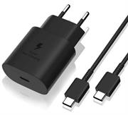 Ezra 25w TypeC Black Plug Set - TypeC to TypeC 1m Cable, 5V-3A, Pd Fast Charge, Retail Box , 1 Year Limited Warranty