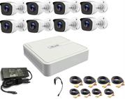 HiLook 16 Channel DVR with 16x 1080p HD Bullet Cameras DIY Combo Kit - Includes 16x 18m Pre-Built RG59 Cables, 2x 12V 5A PSU, 2x 8 Way Power Splitter, HDMI And VGA Outputs, 10/100 mbps RJ45 UTP Network Port, USB 2.0 Port, H.264+ Compression, Remote Viewing From Anywhere On PC and Mobile Smart Phone - Installer Kit, Retail Box , 1 year warranty