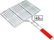 Casey Faza BBQ Rectangular Stainless Steel Large Loose Lid Hand Griller 43cm - Rectangular Stainless Steel Loose Lid Grill Grid, Suitable For Camping Braai, Easily Fold Over Boerewors, Chicken, Chops, Kebabs And Much More. Electro Polished - Stainless Steel To Ensure Durability And Long Lasting, Wooden Handle For Sturdy Grip To Ensure Full Control When Turning. Colour: Silver Retail Box No Warranty