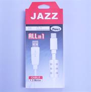 Jazz USB 2.0 Type A Male to 8 Pin Lightning Connector Sync and Charge Cable with Ferrite Core for up to iPhone 6 Mobile Phones, 1.5 metre - White, Retail Box, No Warranty