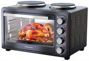 Bennet Read Compact Oven and 2 x Solid Hot Plate Stove- Large 30 Litre Oven Capacity, Oven Temperature Up To 250°C, Tempered Easy-View Glass Oven Door, Dual 1000W And 700W Solid-Design Hot Plates, Enamel Baking Tray And Oven Rack Included, Retail Box 1 Year Warranty