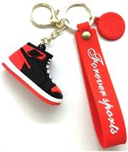Casey High Top Mini Sneaker Design 3D KeyChain Red And Black- Perfect For Sneaker Enthusiasts, Fashionable Accessory For Everyday Carry, Clear Poly Bag Packaging No Warranty
