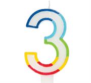 Casey 7cm Multicolor Numerical Birthday Candle Nr.3 Retail Packaging No Warranty