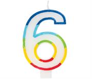 Casey 7cm Multicolor Numerical Birthday Candle Nr.6 Retail Packaging No Warranty