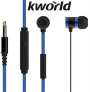 Kworld KW S18 In Ear Mobile Gaming Earphones Stereo Silicone Earbuds with In-line intelligent Control Microphone , 8mm Driver Unit , Sensitivity: 96 ±3 dB/mW , 1.2 metre Soft TPE Flat Cable , 4 Pin 3.5mm Gold Plated Jack – Blue, Retail Box , 1 year Limited Warranty