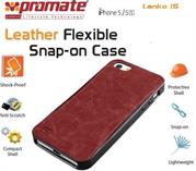 Promate Lanko.i5 iPhone 5 Hand-Crafted Leather Case, Protective, elegant & Flexible for iPhone 5/5s Colour:Brown Flexible snap-on case wrapped in hand crafted leather for iPhone5/5S,Lanko.i5 is an elegant case that protects your iPhone 5/5s in a high quality polycarbonate shell wrapped in hand-crafted leather. This durable case snaps on the back of your iPhone keeping a slim form factor while protecting against bumps and scratches. Lanko.i5 is customized to provide full access to ports, buttons and Cameras on your iPhone. , Retail Box , 1 Year Warranty