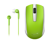 Genius MH-8100 Wireless Mouse and Wired Earphone Combo - USB Pico receiver - Green, Retail Box , 1 year Limited warranty