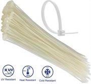 Noble Nylon Cable Ties 3.6 x 250mm Pack of 100 White - Self-Locking Design, Widely Used For Tying Cables, Plants, Packages, Designed For Indoor And Outdoor Use, Colour White, Retail Packaging, No Warranty