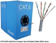 HiLook UTP CAT6 Solid Pure Copper Non Shielded Cable 305m Grey- Gigabit Ethernet Cable, Up to 1Gbit/s for Networking, 4 Pairs of Solid 24 AWG Copper Conductors Unshielded Twisted Pair, UV Protected Outer Jacket, Suitable For Long Distance Indoor And Outdoor Installations, Colour Grey, In Easy Pull Box , No Warranty