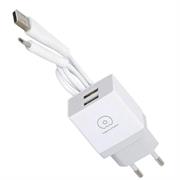 Geeko Dual USB Port Travel Charger WUW Adaptor with USB Cable, Retail Box, No warranty