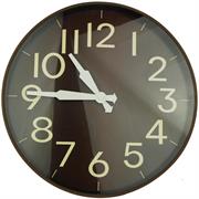 Casey Wall Clock - Round Woodgrain Outer Rim With Brown Background , 30cm Diameter, Analogue Display Type, Beige Numbering , White Hour And Minute Hands , Quartz Movement, Battery Operated, Retail Box 3 Months Warranty