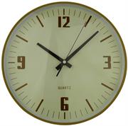 Casey Wall Clock - Round Pine Woodgrain Outer Rim With Beige Background , 30cm Diameter, Analogue Display Type, Brown Numbering With Brown Hour, Minute And Second Hands , Quartz Movement, Battery Operated, Retail Box 3 Months Warranty