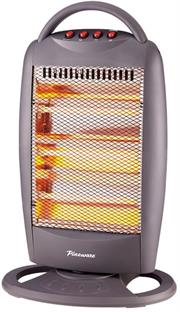 Pineware Electric 3 Bar Quartz Floor Standing Heater Grey- 3 x Power Settings: 400/800/1200W, 3 x Quartz Heating Tubes For High-Efficiency, Oscillation Function, Handle For Easy Carrying, Safety Tip-Over Switch, Retail Box 1 Year Warranty