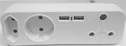 Noble Powerline Domestic 250V 5 Way Multiplug Adaptor-1 x 16A outlets , 1 x Euro IEC 5A Outlet , 1 x Schuko Outlet, 2 x USB Charging Outlet Ports , Flame-Retardant Material, Material: Polycarbonate ,Colour White, Sold as a Single unit, 6 Months Warranty